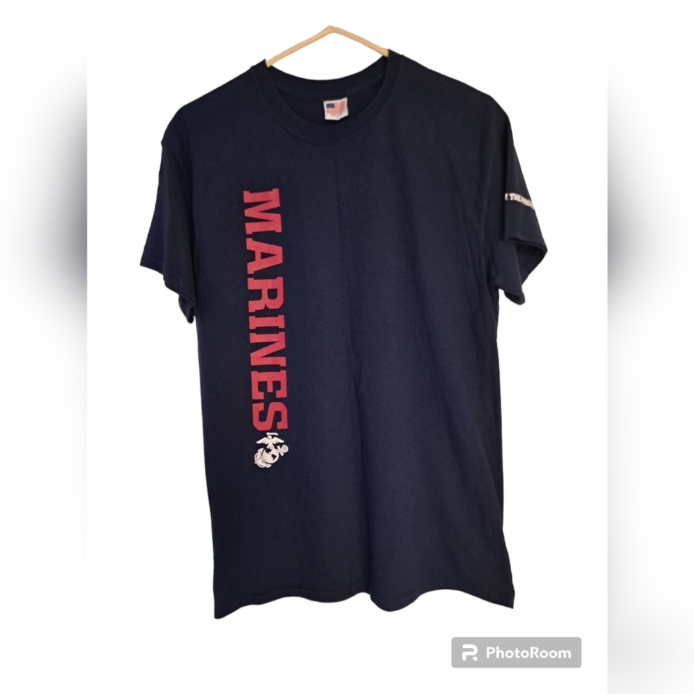 Marines blue short sleeve tshirt,  medium